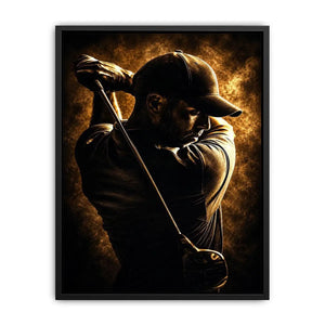 Moody golfer canvas art for office, mancave, or sports room decor.