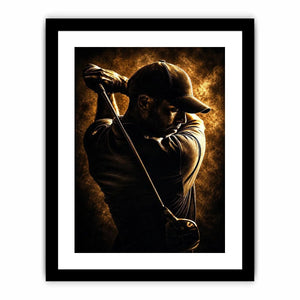 Moody golfer canvas art for office, mancave, or sports room decor.