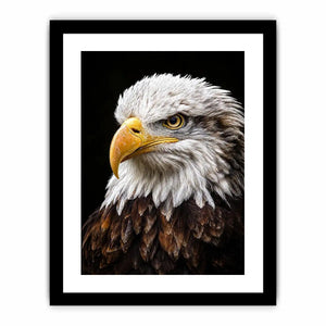 Bald eagle portrait canvas art for office or classic living room decor.
