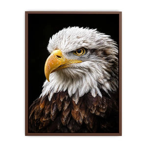 Bald eagle portrait canvas art for office or classic living room decor.