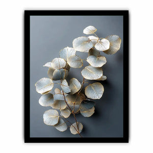 White botanical leaf canvas art for serene modern living room decor.