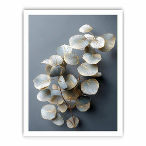 White botanical leaf canvas art for serene modern living room decor.