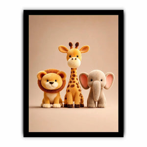 Cute safari animal canvas print for nursery and kids bedroom decor.