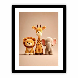 Cute safari animal canvas print for nursery and kids bedroom decor.