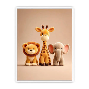 Cute safari animal canvas print for nursery and kids bedroom decor.