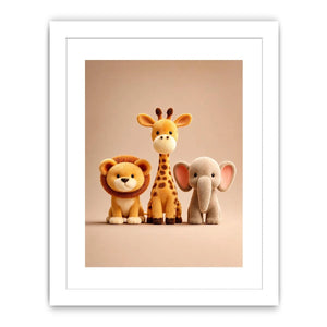 Cute safari animal canvas print for nursery and kids bedroom decor.