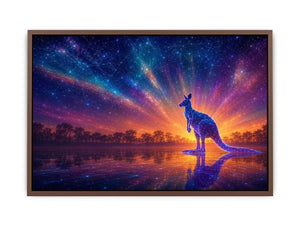 Cosmic kangaroo canvas print for colorful modern living room decor.