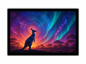 Aurora kangaroo canvas art for dreamy boho bedroom wall decor.