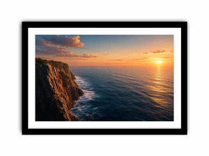 Coastal cliff ocean photography canvas art for modern living room decor.