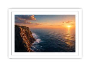 Coastal cliff ocean photography canvas art for modern living room decor.