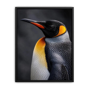 King penguin portrait canvas print for clean modern bedroom decor.