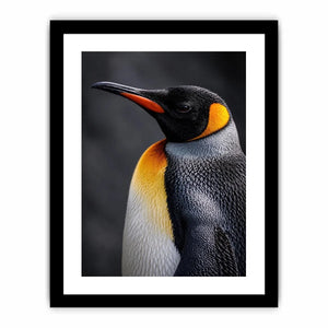 King penguin portrait canvas print for clean modern bedroom decor.