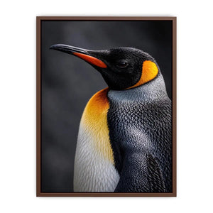 King penguin portrait canvas print for clean modern bedroom decor.