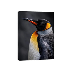 King penguin portrait canvas print for clean modern bedroom decor.