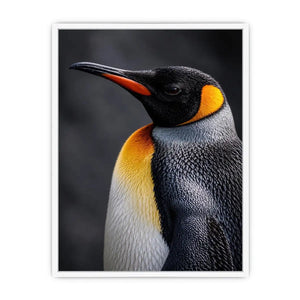 King penguin portrait canvas print for clean modern bedroom decor.