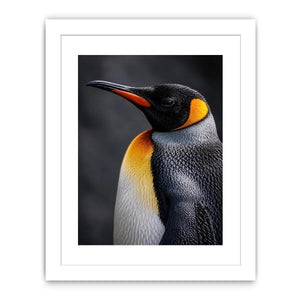 King penguin portrait canvas print for clean modern bedroom decor.