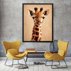 Cute giraffe animal canvas art for nursery and modern kids room decor.