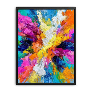 Colorful abstract canvas art with bold brushstrokes for modern living room decor.