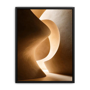 Neutral architectural abstract canvas art with warm curves for minimalist interiors.