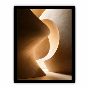 Neutral architectural abstract canvas art with warm curves for minimalist interiors.