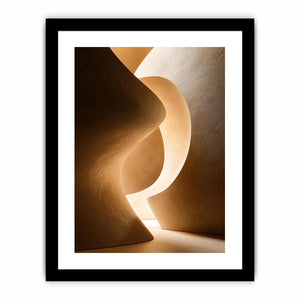 Neutral architectural abstract canvas art with warm curves for minimalist interiors.