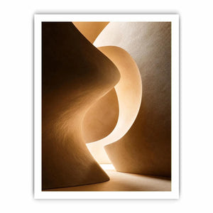 Neutral architectural abstract canvas art with warm curves for minimalist interiors.