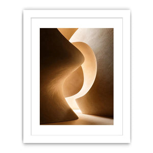 Neutral architectural abstract canvas art with warm curves for minimalist interiors.