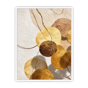 Gold neutral geometric abstract canvas art for luxury bedroom and living room decor.