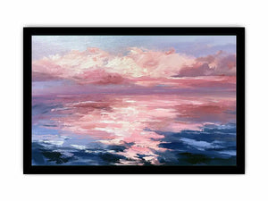 Abstract pink ocean sunset canvas art for serene bedroom and living room decor.