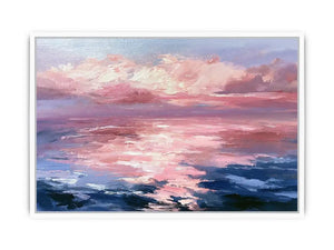 Abstract pink ocean sunset canvas art for serene bedroom and living room decor.