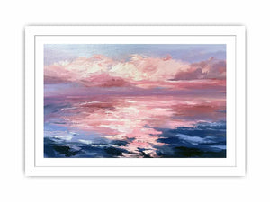 Abstract pink ocean sunset canvas art for serene bedroom and living room decor.