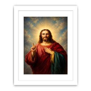 Classic Jesus portrait canvas art with sacred light for peaceful living room decor.