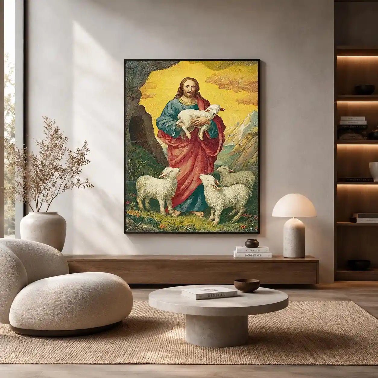 Golden mystical owl canvas art with flaming wings for dramatic office wall decor.