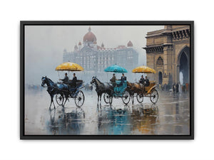 Monsoon Mumbai carriage canvas art for elegant travel inspired decor.
