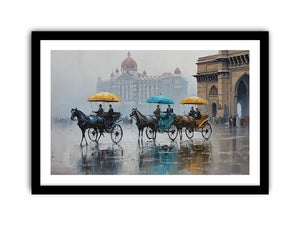Monsoon Mumbai carriage canvas art for elegant travel inspired decor.