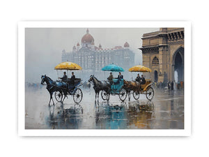 Monsoon Mumbai carriage canvas art for elegant travel inspired decor.