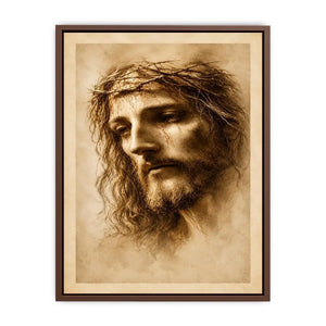 Sepia Jesus portrait canvas art for peaceful spiritual home decor.