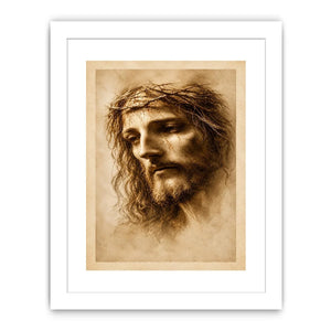 Sepia Jesus portrait canvas art for peaceful spiritual home decor.