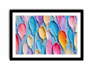 Colorful impasto petal canvas print for bright modern room decor.