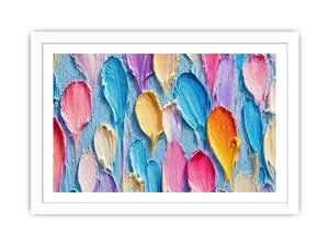 Colorful impasto petal canvas print for bright modern room decor.