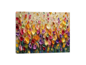 Colorful impasto floral canvas art for modern living room decor.
