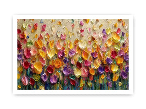 Colorful impasto floral canvas art for modern living room decor.