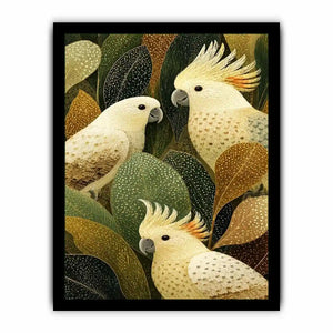 Cockatoo botanical canvas wall art for modern living room decor.
