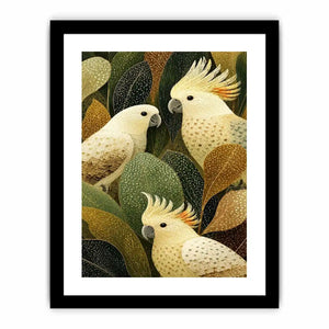Cockatoo botanical canvas wall art for modern living room decor.