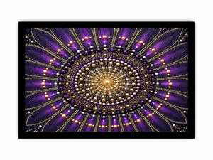 Purple and gold mandala canvas art for elegant bedroom or living room decor.