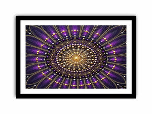 Purple and gold mandala canvas art for elegant bedroom or living room decor.