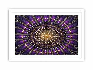 Purple and gold mandala canvas art for elegant bedroom or living room decor.