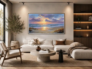 Aerial beach photography canvas print with turquoise waves for coastal living room decor.