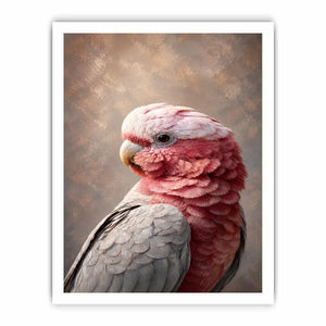 Soft pink cockatoo canvas art for elegant bedroom and living room decor.