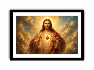 Radiant sacred heart Jesus canvas wall art for classic home decor.